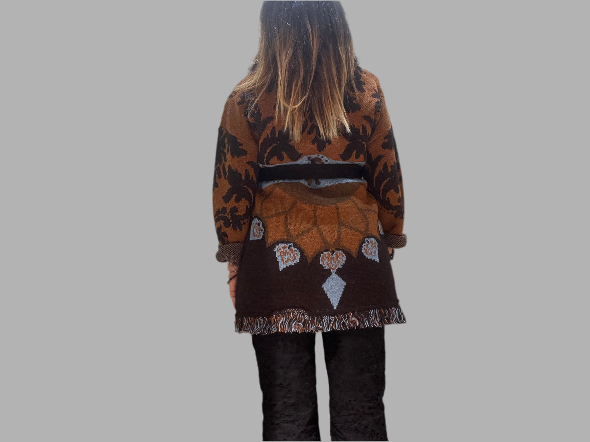 Cardigan tensione in con cintura