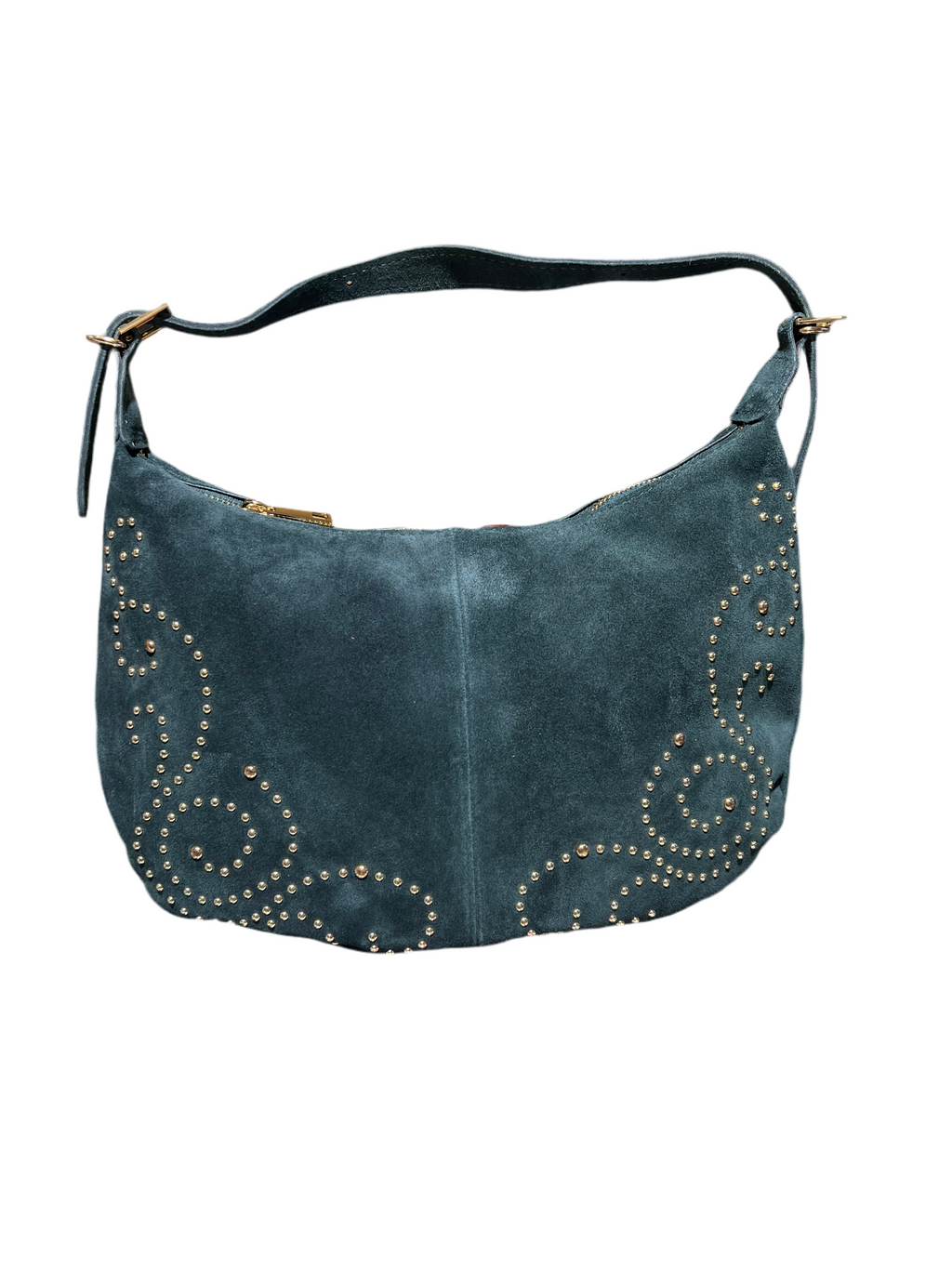 Borsa con borchie, in camoscio