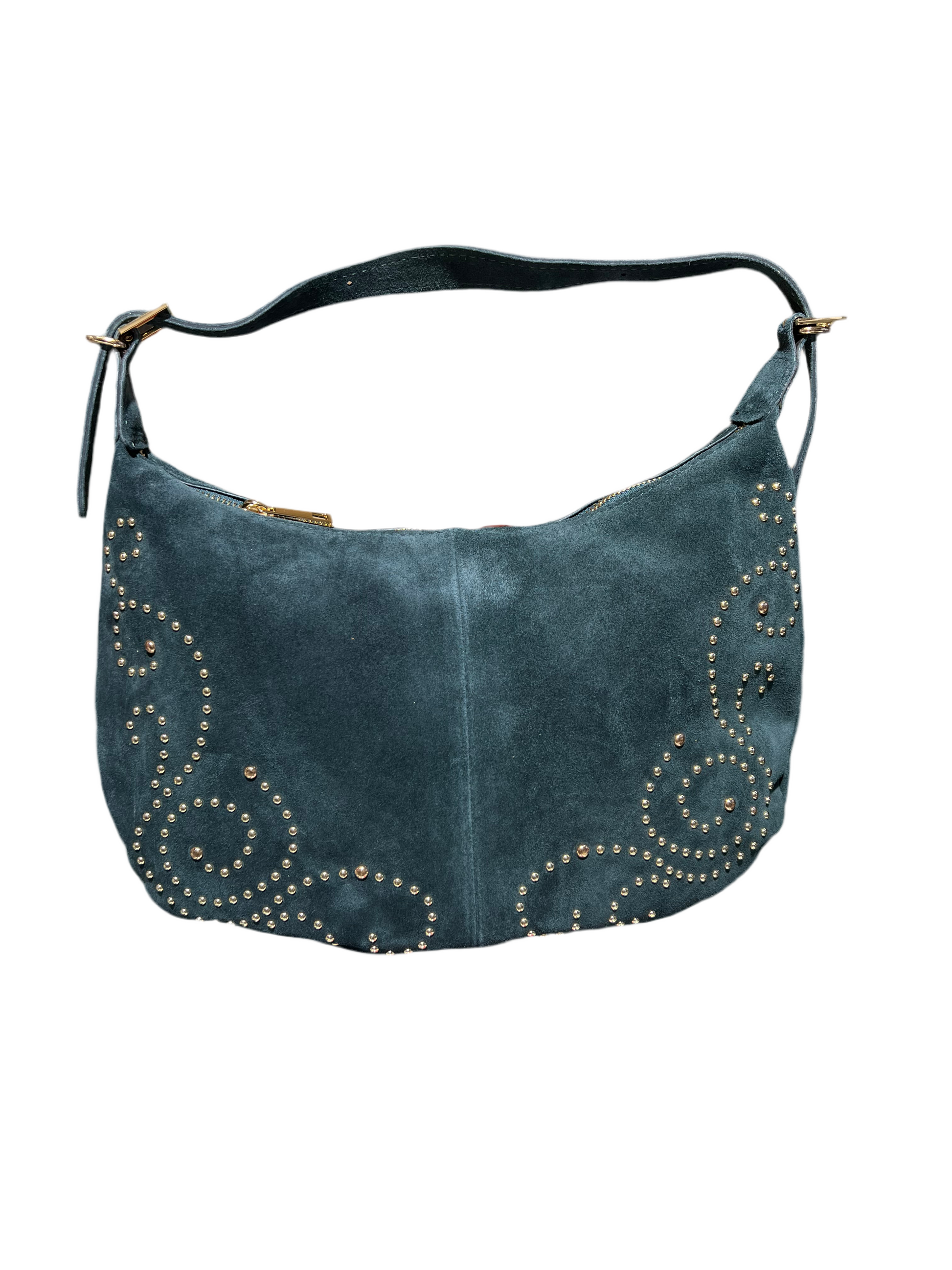 Borsa con borchie, in camoscio