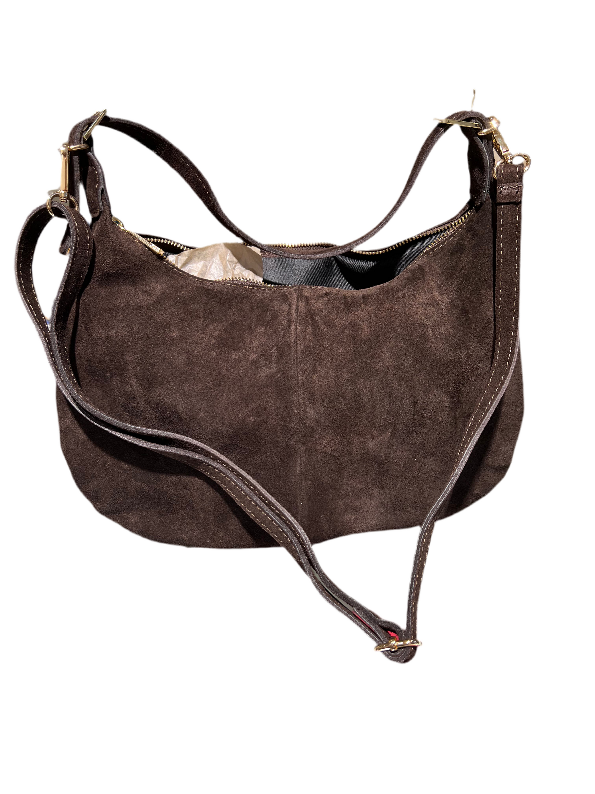 Borsa con le borchie,in camoscio