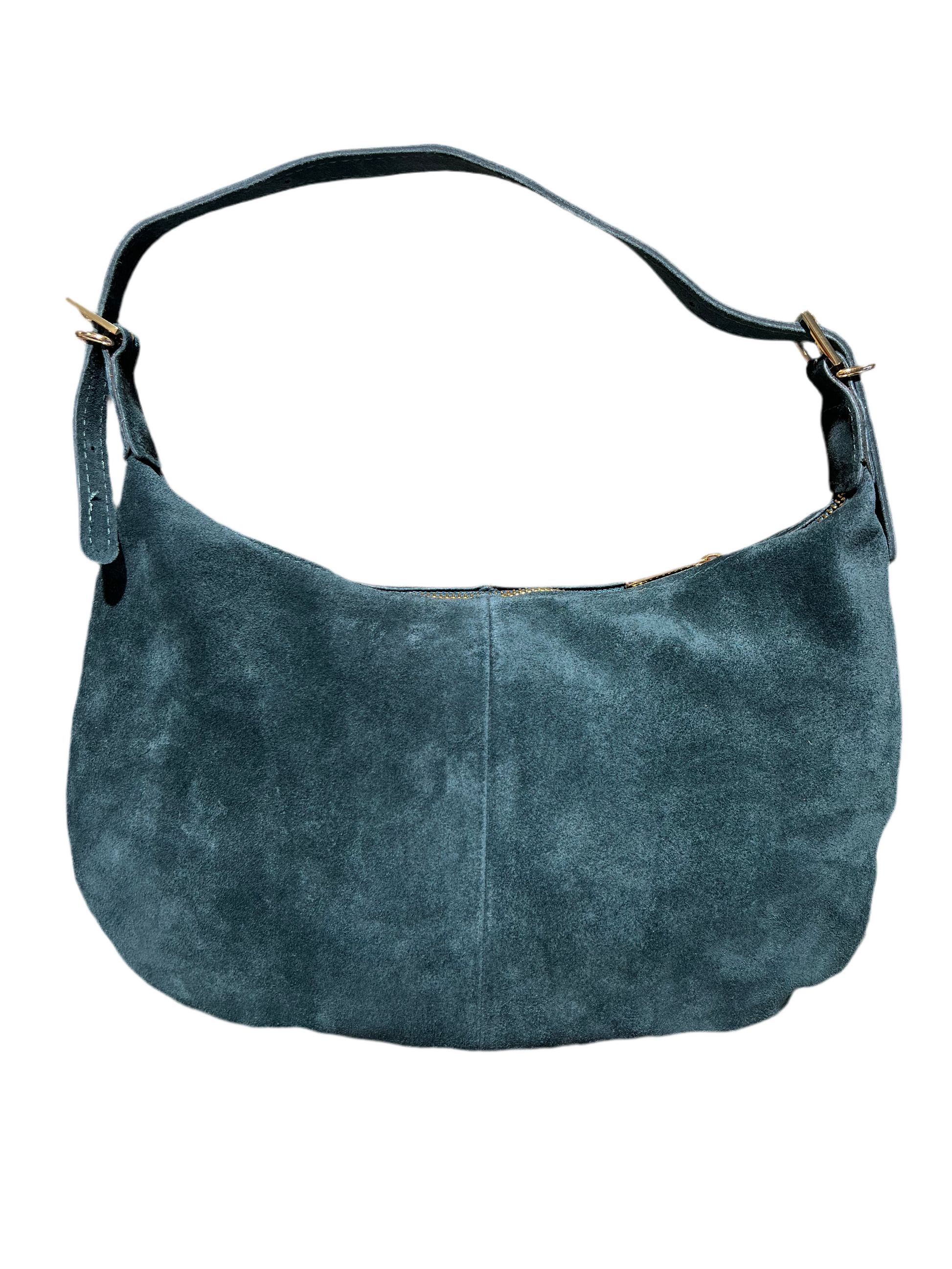 Borsa con borchie, in camoscio