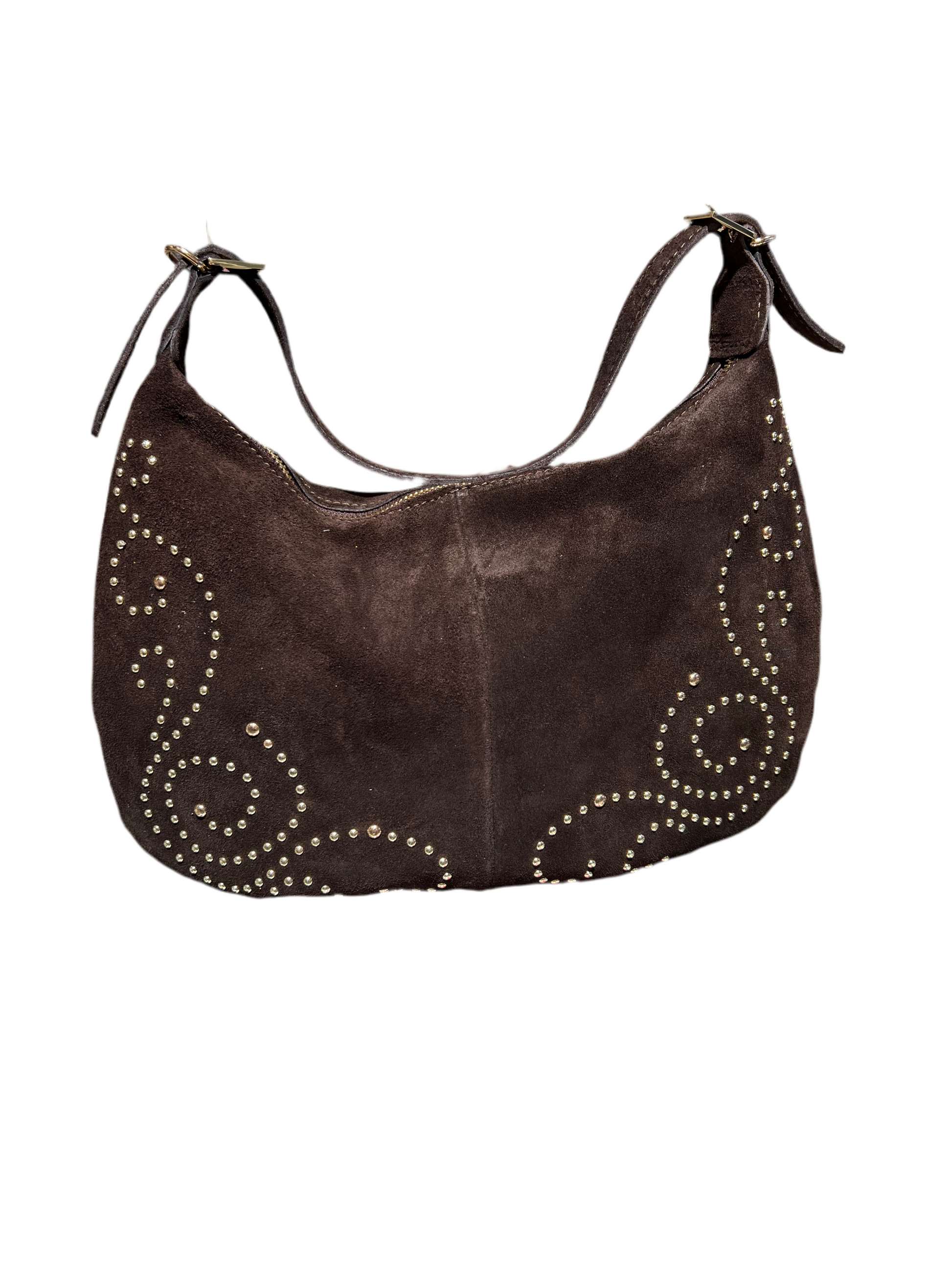 Borsa con le borchie,in camoscio